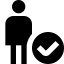 person with a checkmark on it symbol